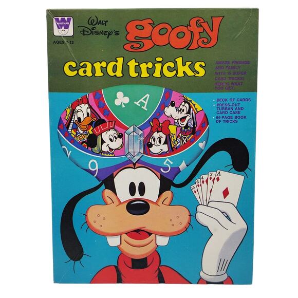 Vintage Disney GOOFY CARD TRICKS set by WHITMAN 1977 Unused Sealed Cards - Picture 1 of 5